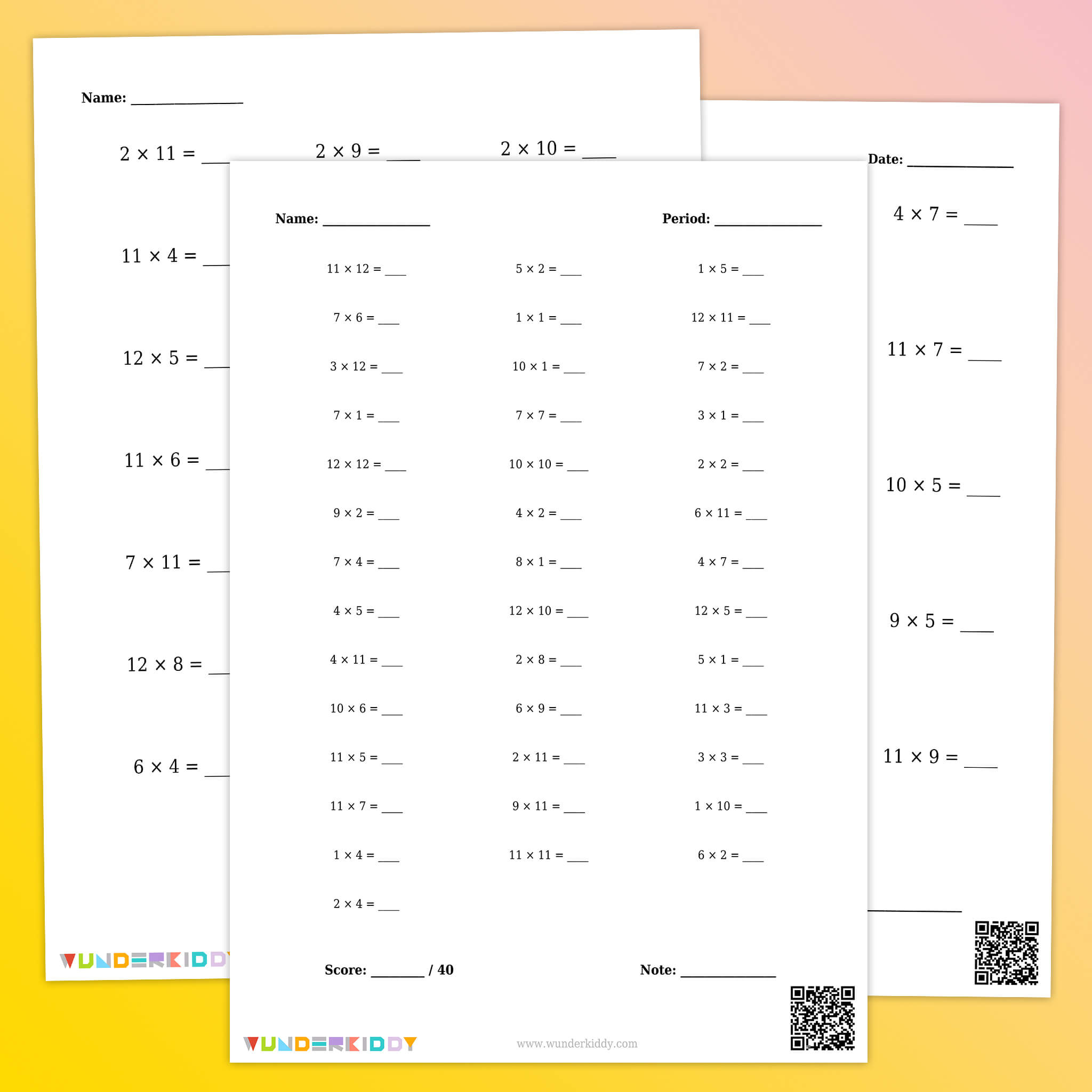 Multiplication Facts 1 to 12