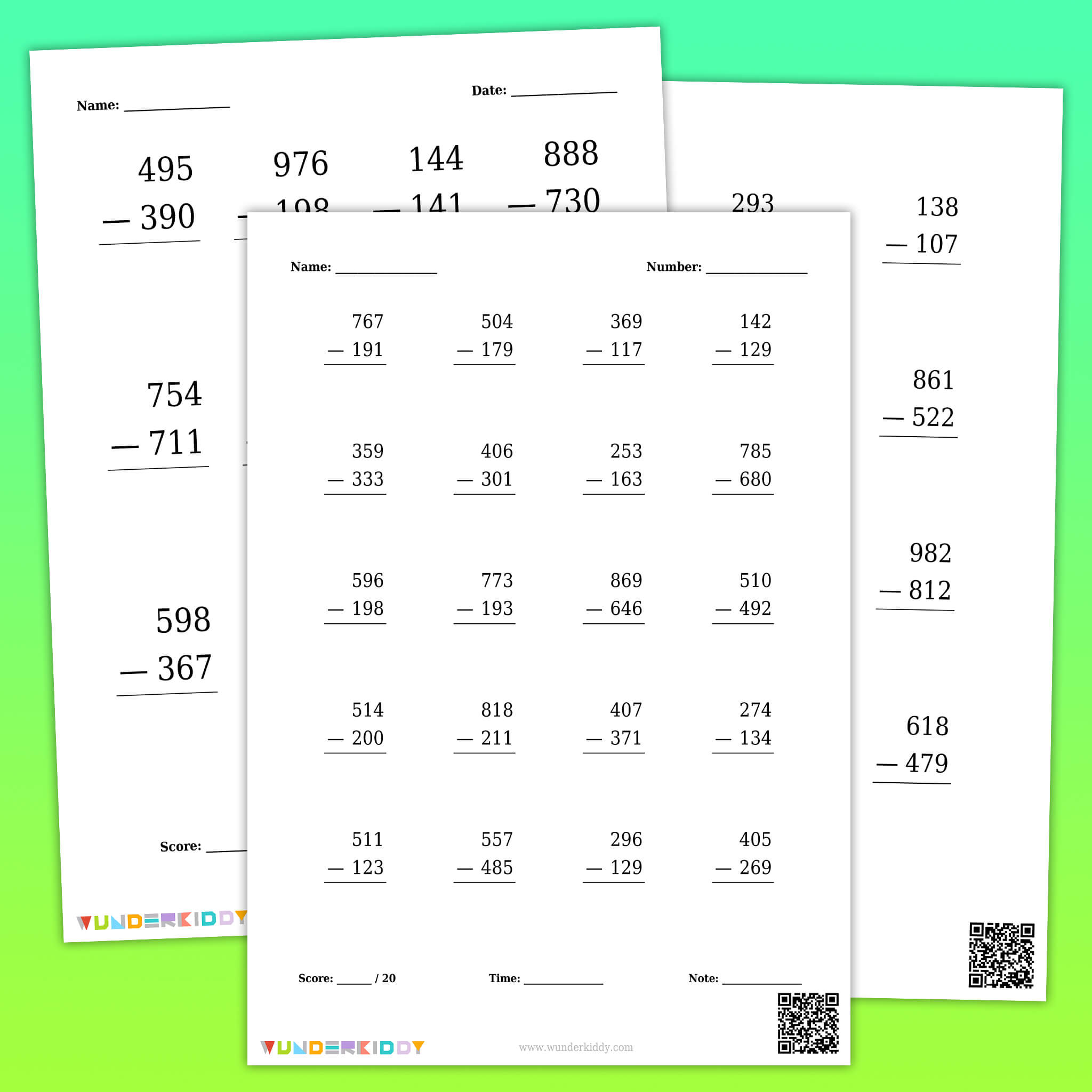 Subtracting 3-Digit Numbers in Columns